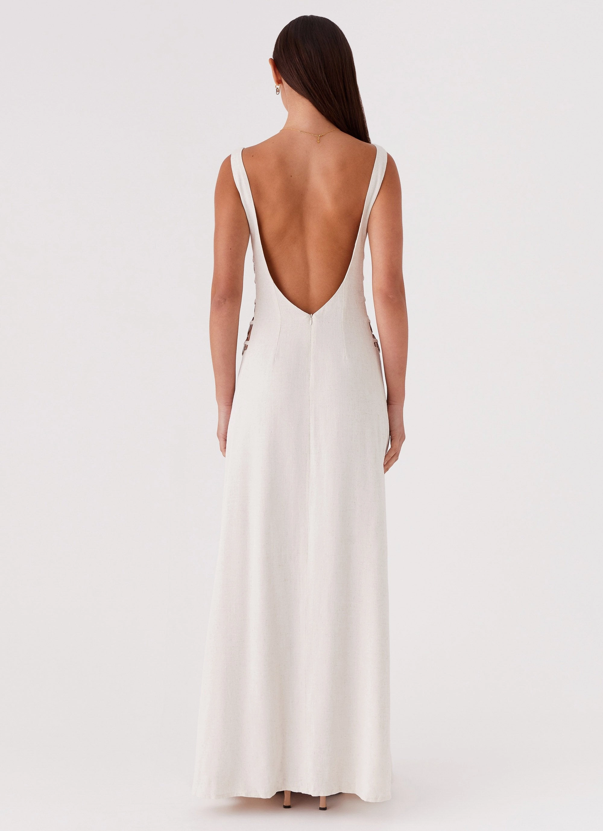 Catherine Linen Maxi Dress - Oatmeal Sporty Look Elegant Silhouette