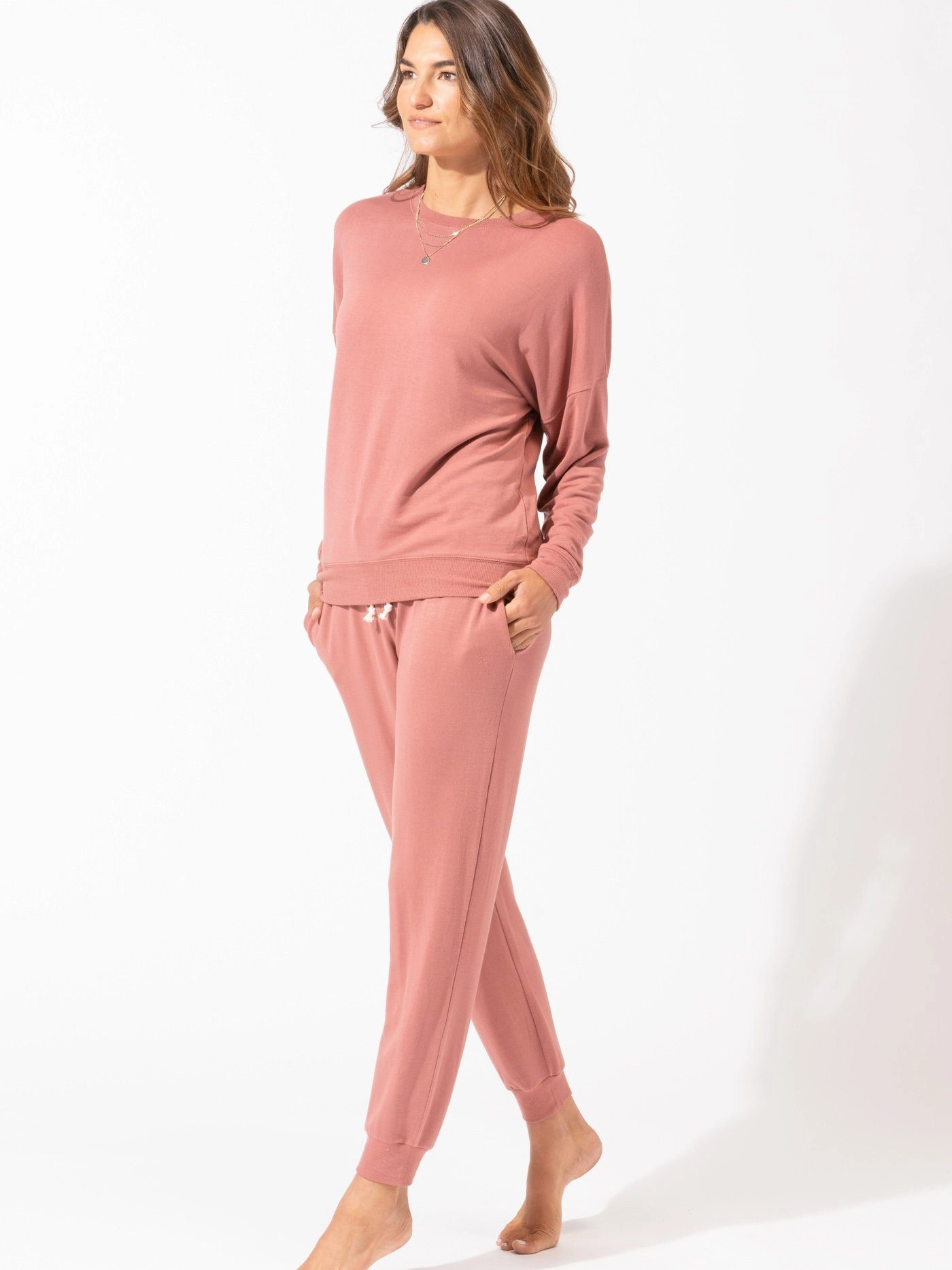 Plaid Print Cathy Boyfriend Feather Fleece Pullover