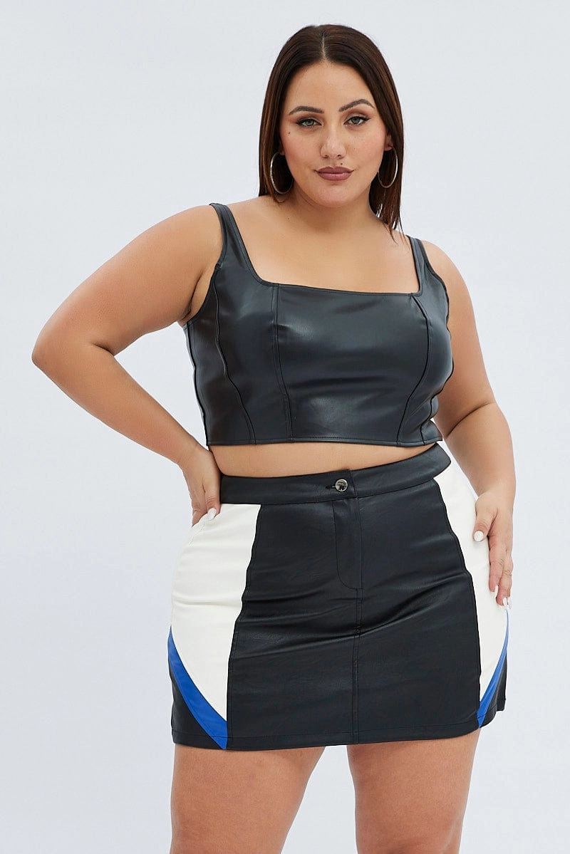 Occasion Dressing Black Mini Skirt Faux Leather Biker