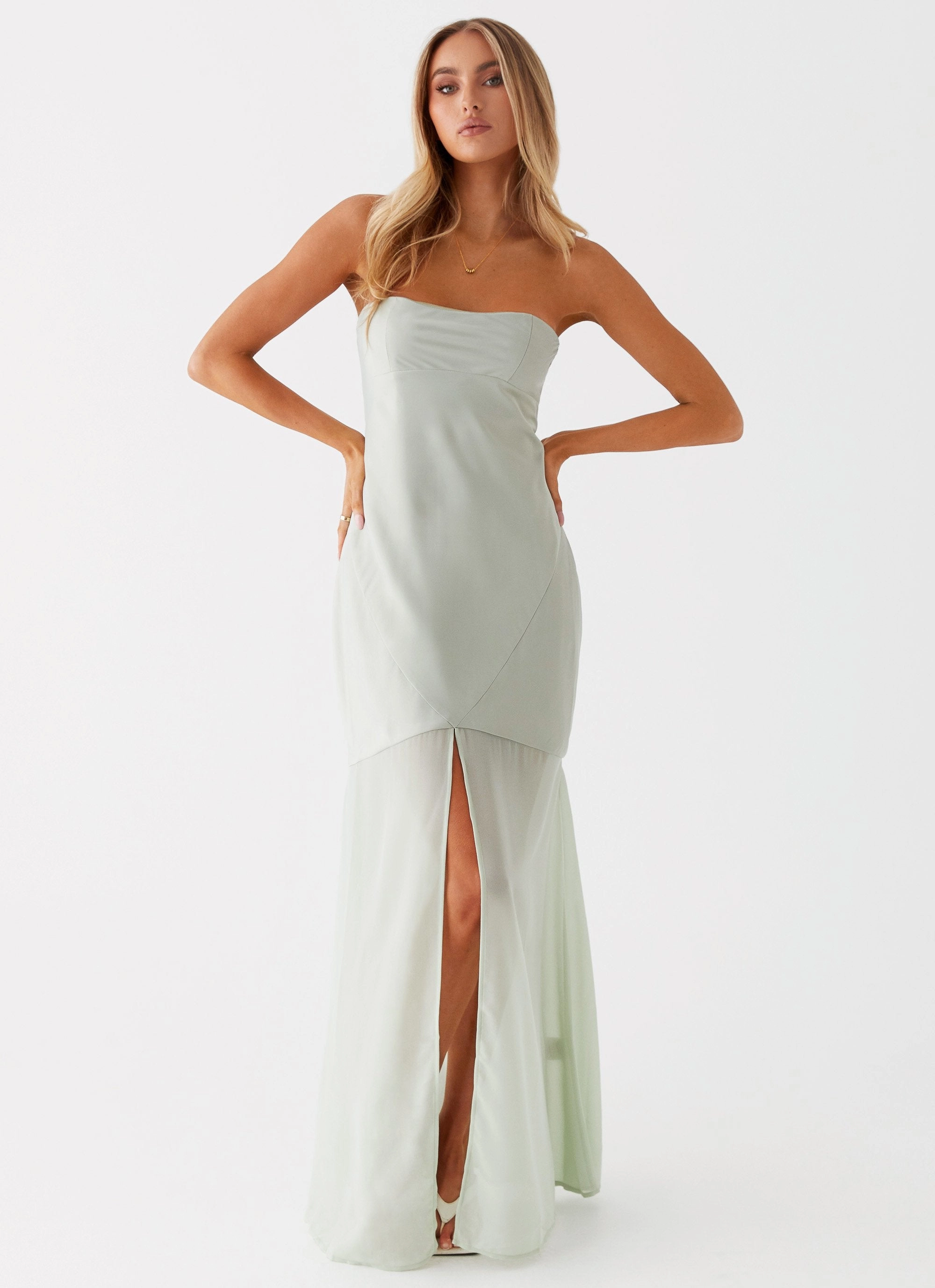 Shimmer-Finish Brea Maxi Dress - Sage