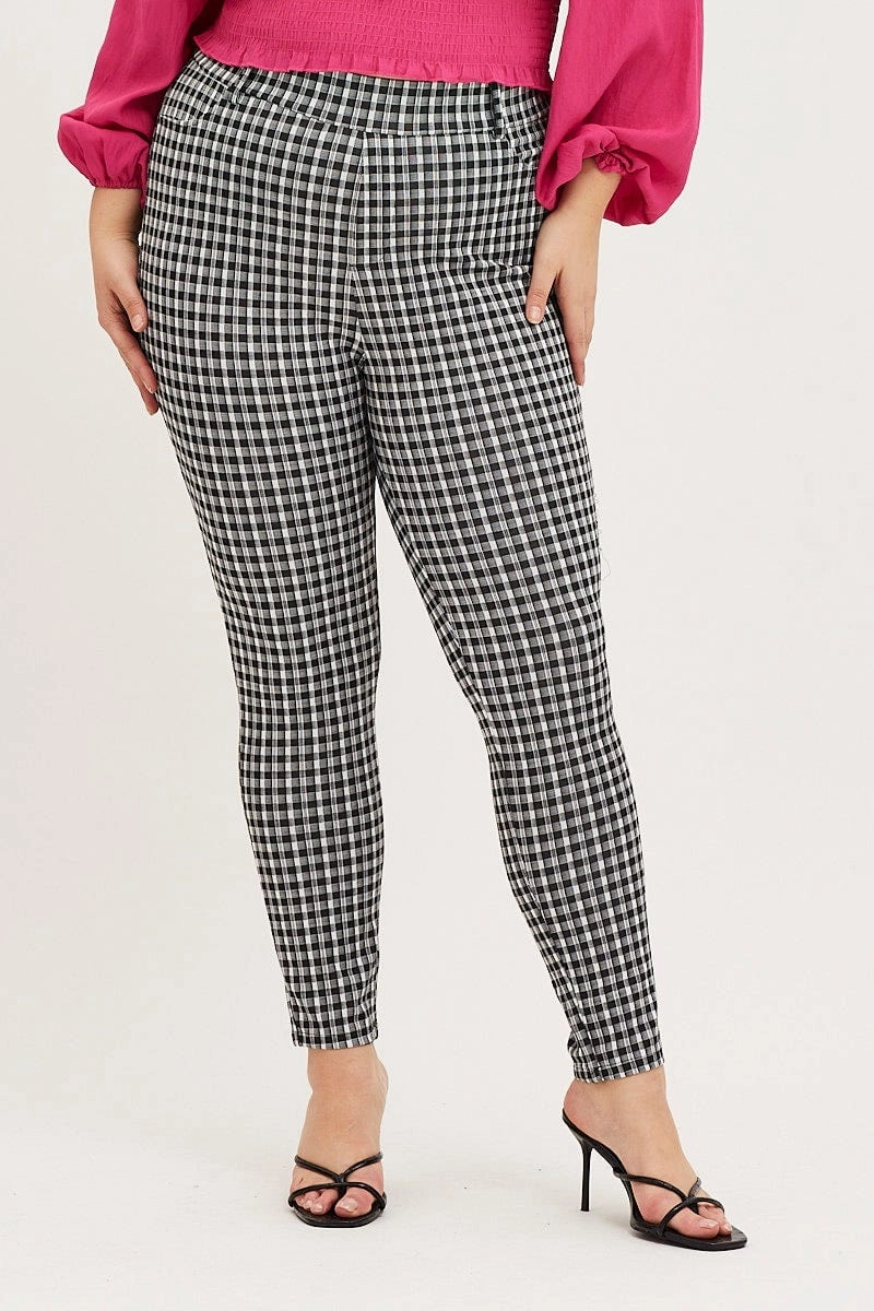 Check Elastane Leggings High Rise Stretchable Fabric Breathable mesh lining