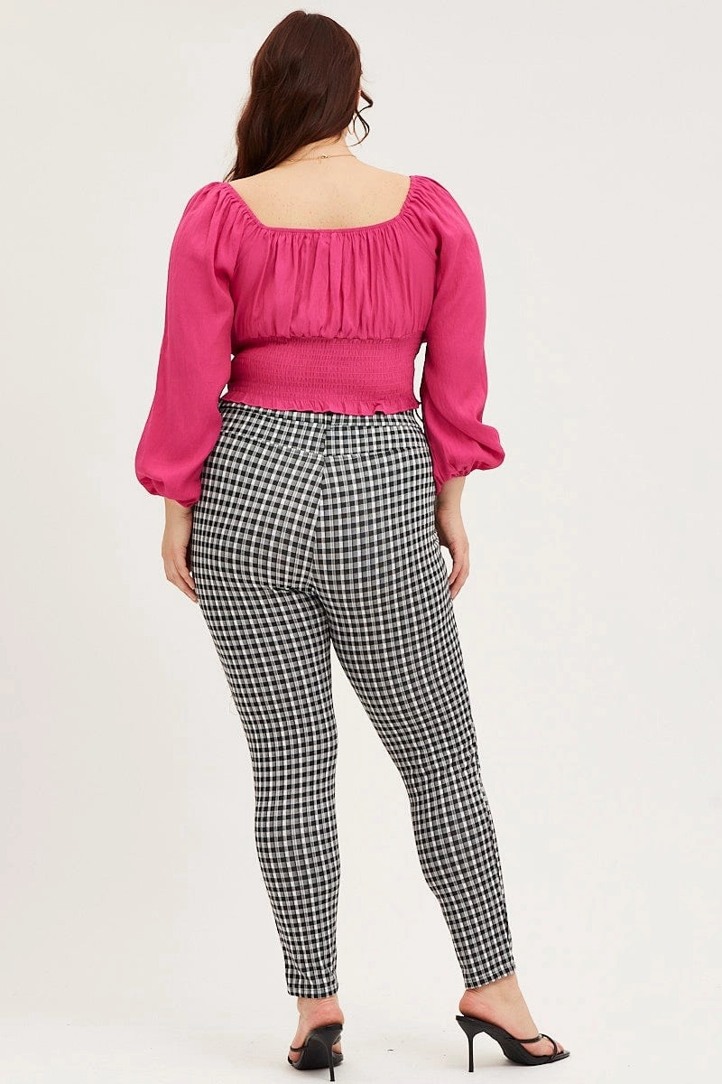 Laser cut Check Elastane Leggings High Rise