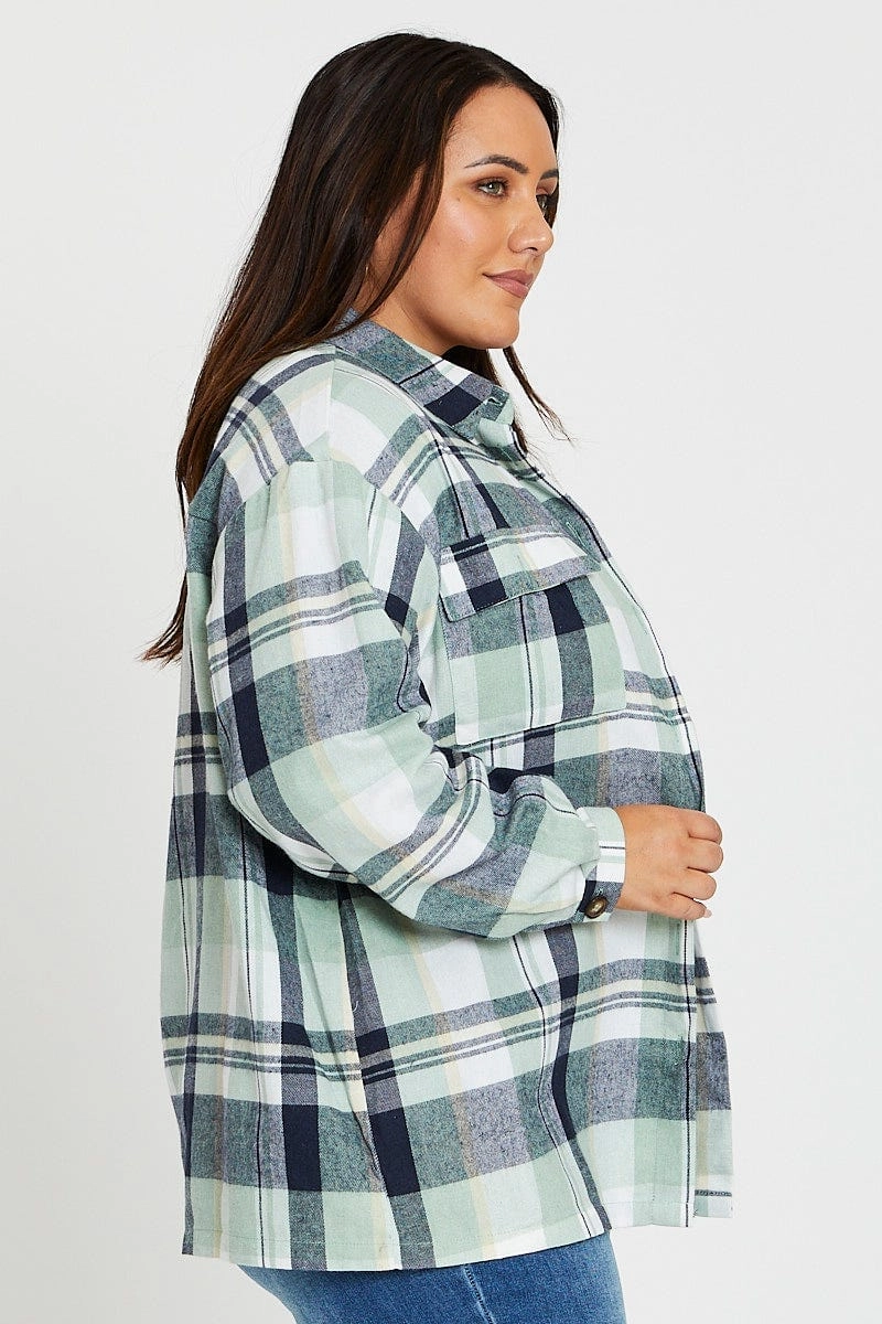 Check Long Sleeve Shirt Trendy Vibes Pullover Design