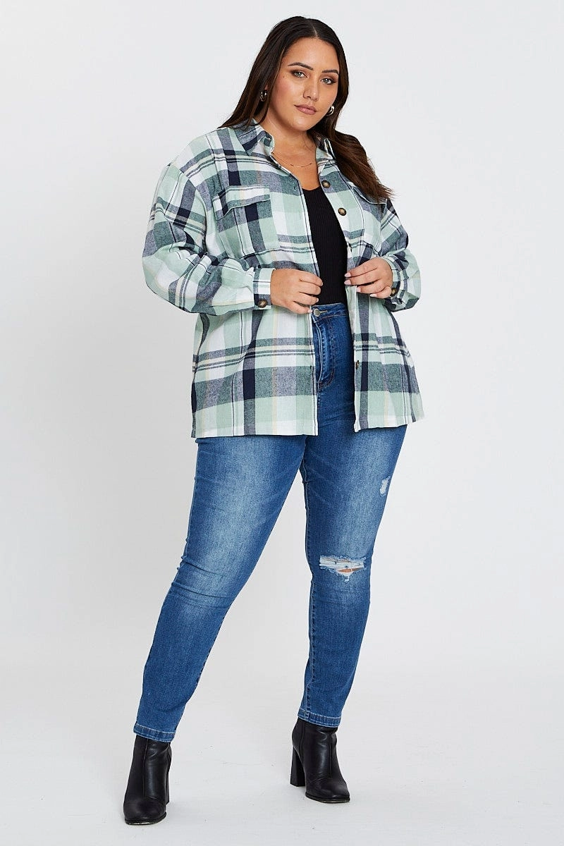 Seasonal Fashion Fashionable Look Check Long Sleeve Shirt