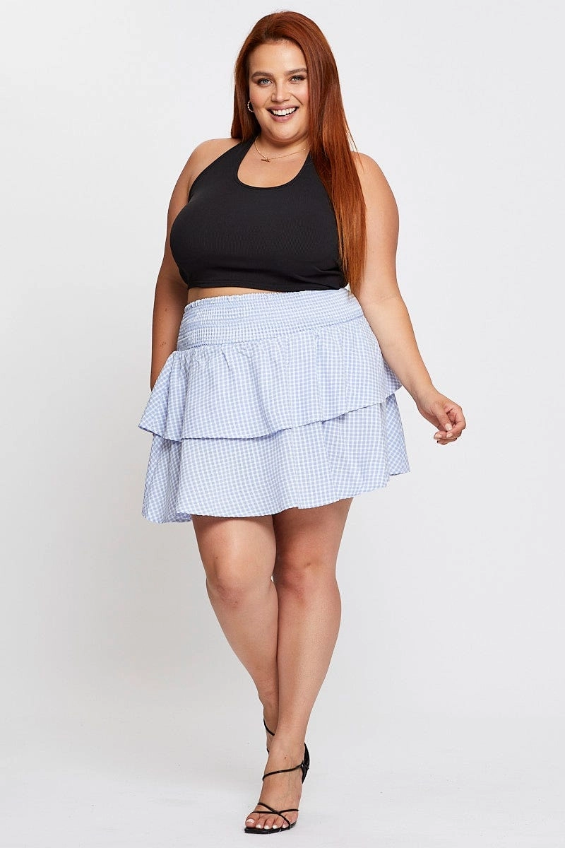 Check Mini Skater Skirt Tie Eco conscious