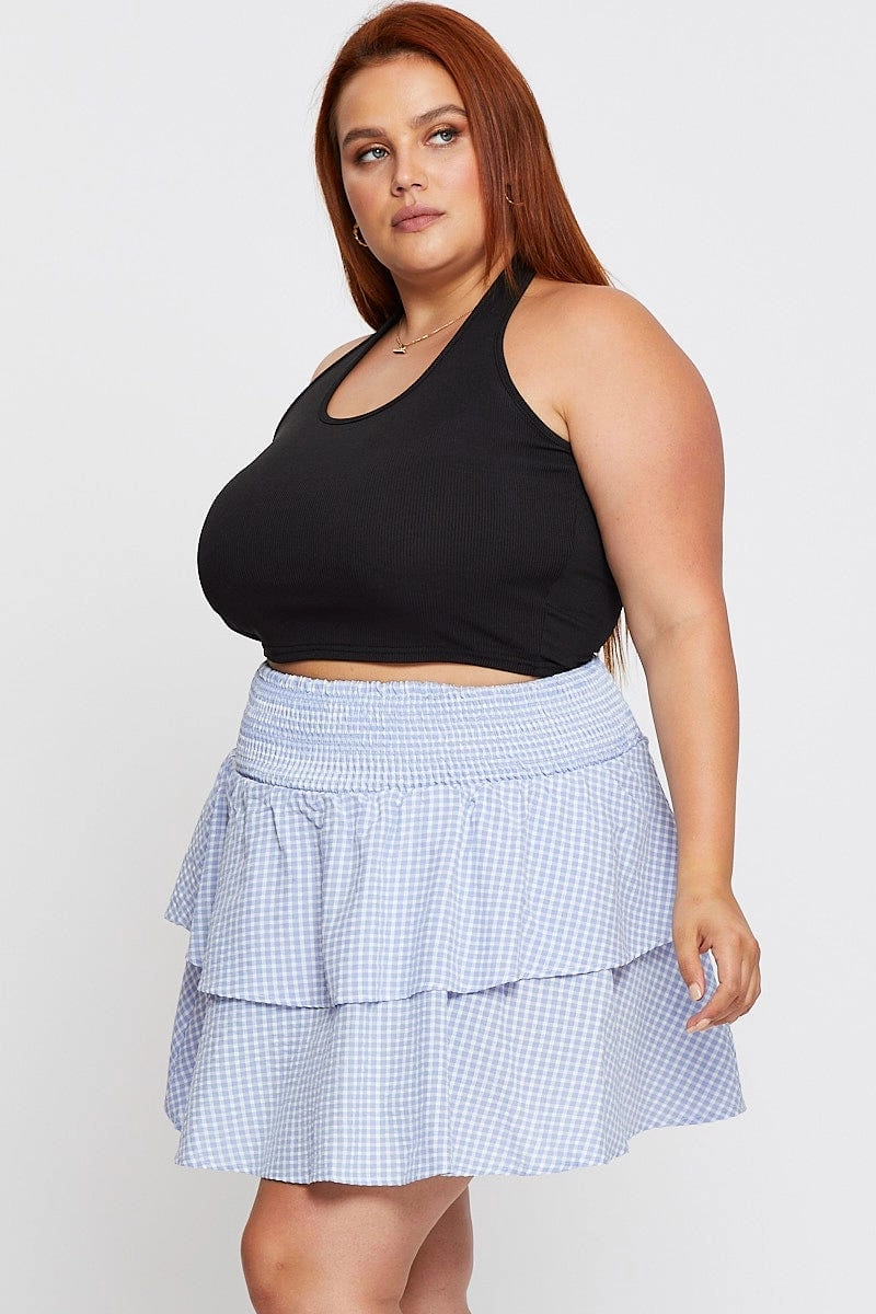 Daily Wear Travel Friendly Check Mini Skater Skirt Tie