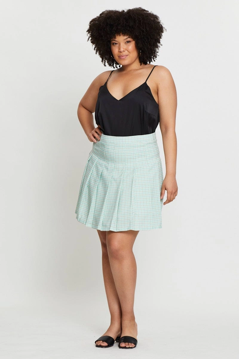 Check Mini Tennis Skirt Pleated Quick Wear