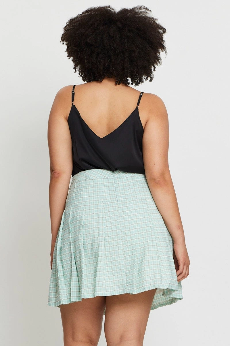 Pastel tone Check Mini Tennis Skirt Pleated