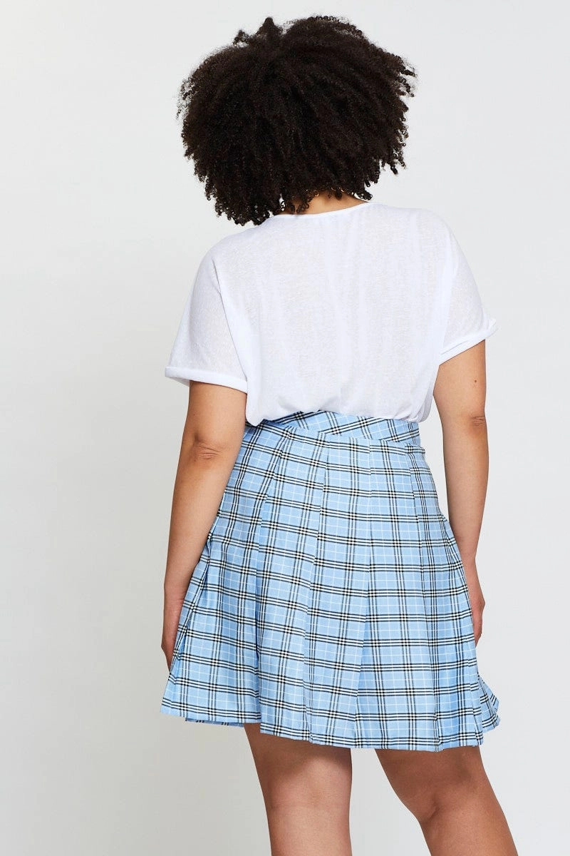 Check Mini Tennis Skirt Pleated ruffle trim