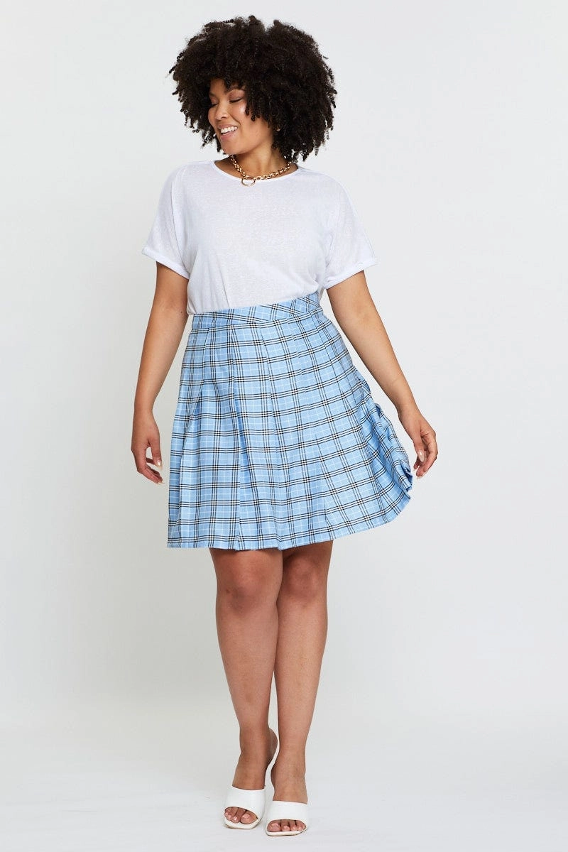 Cashmere Touch Check Mini Tennis Skirt Pleated