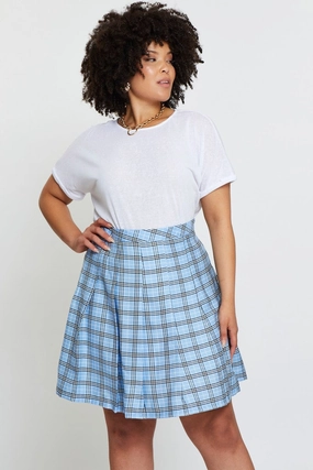 Check Mini Tennis Skirt Pleated Breathable fabric Fashion Fusion