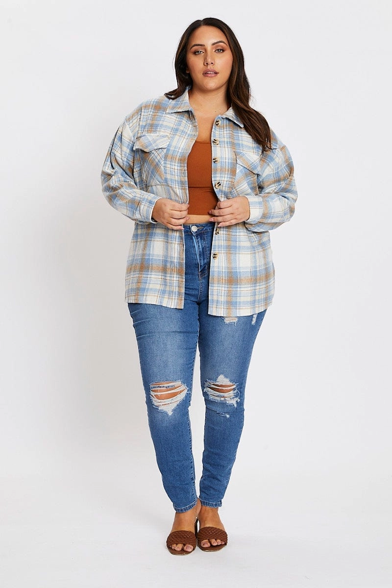 Check Shirt Long Sleeve Active Fit Lightweight Construction