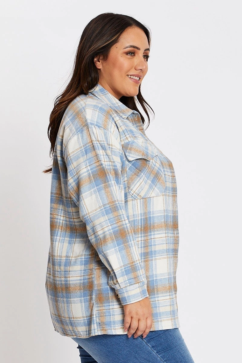 Check Shirt Long Sleeve Relaxed Look Reinforced Elbow Patches