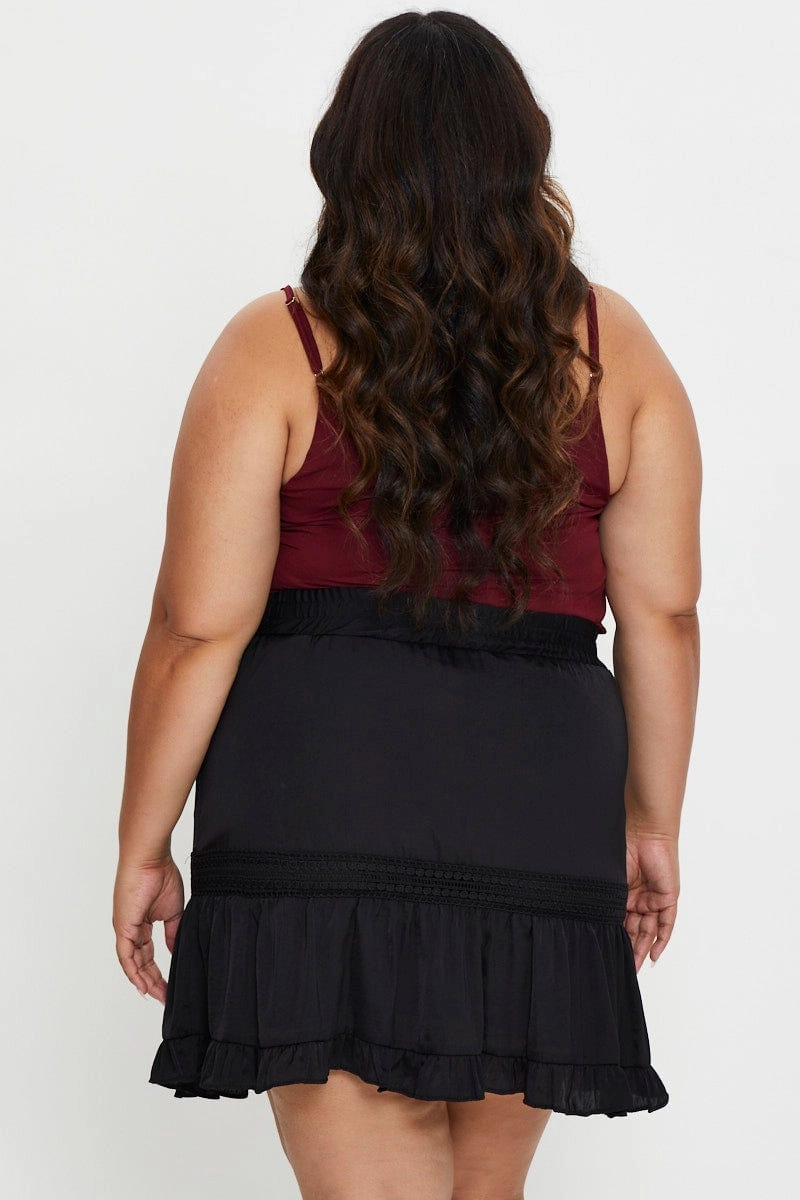 Black Mini Skater Skirt Ruffle Hem Eco Friendly Dye Art Gallery Visit
