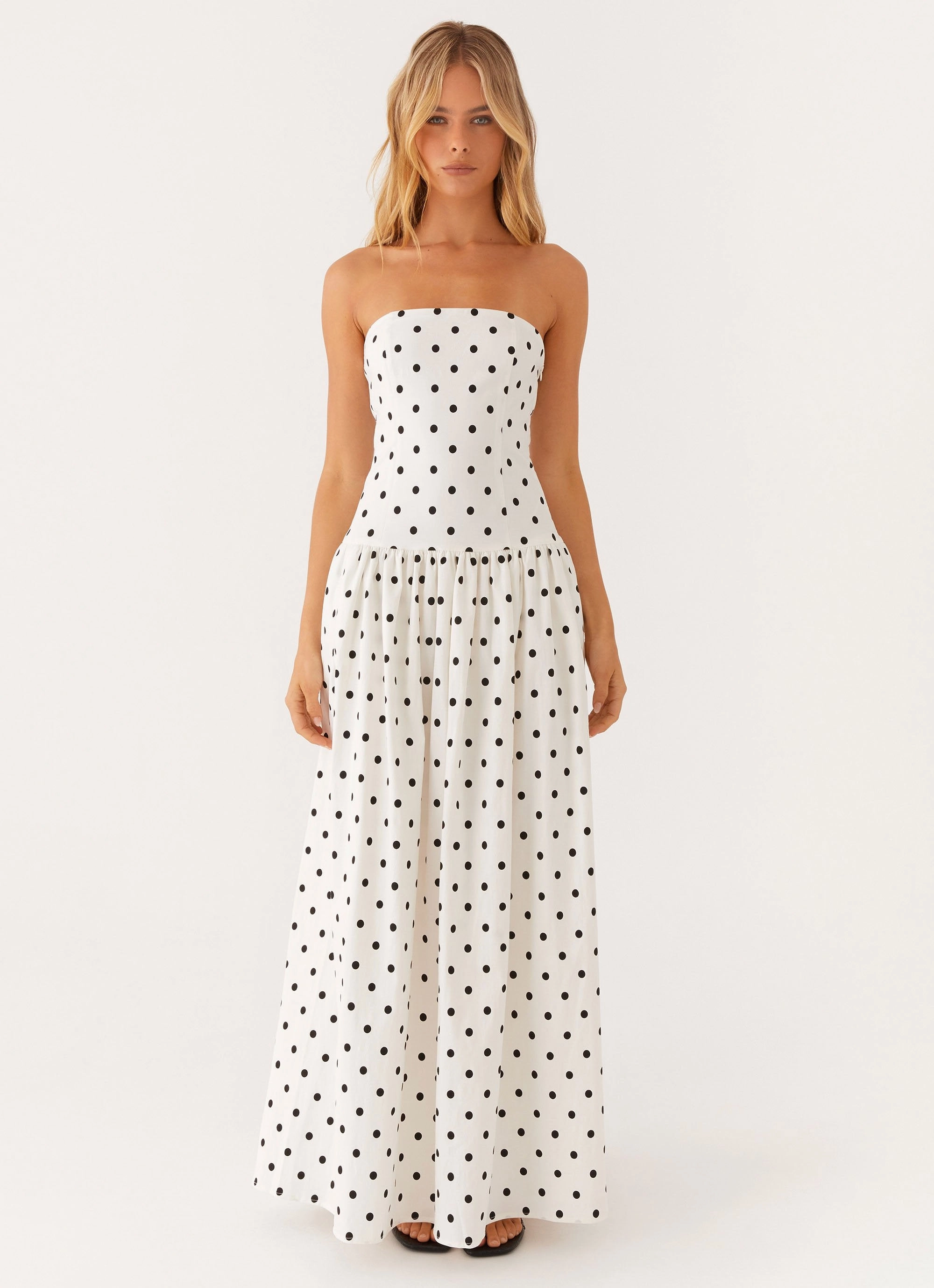 Versatile Edge Andorra Maxi Dress - White Polkadot