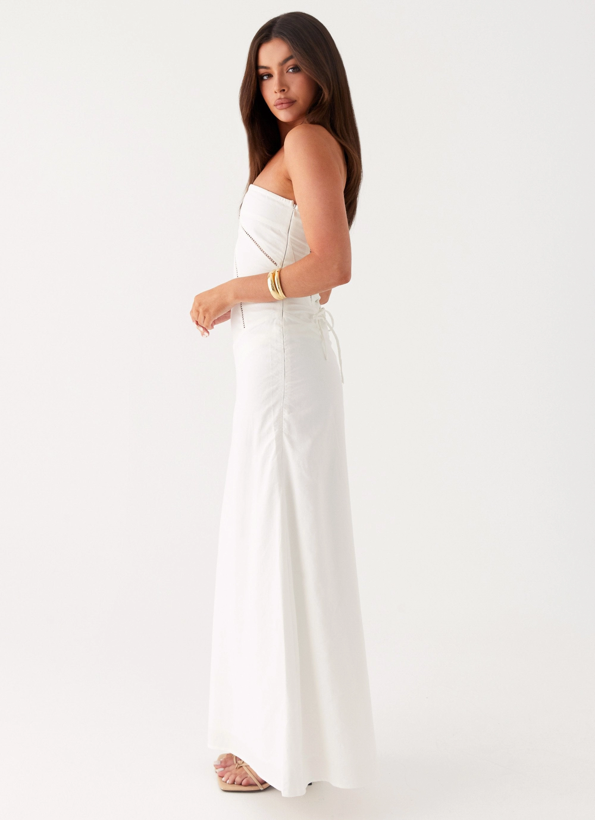 Cerisa Linen Maxi Dress - White Euro Touch