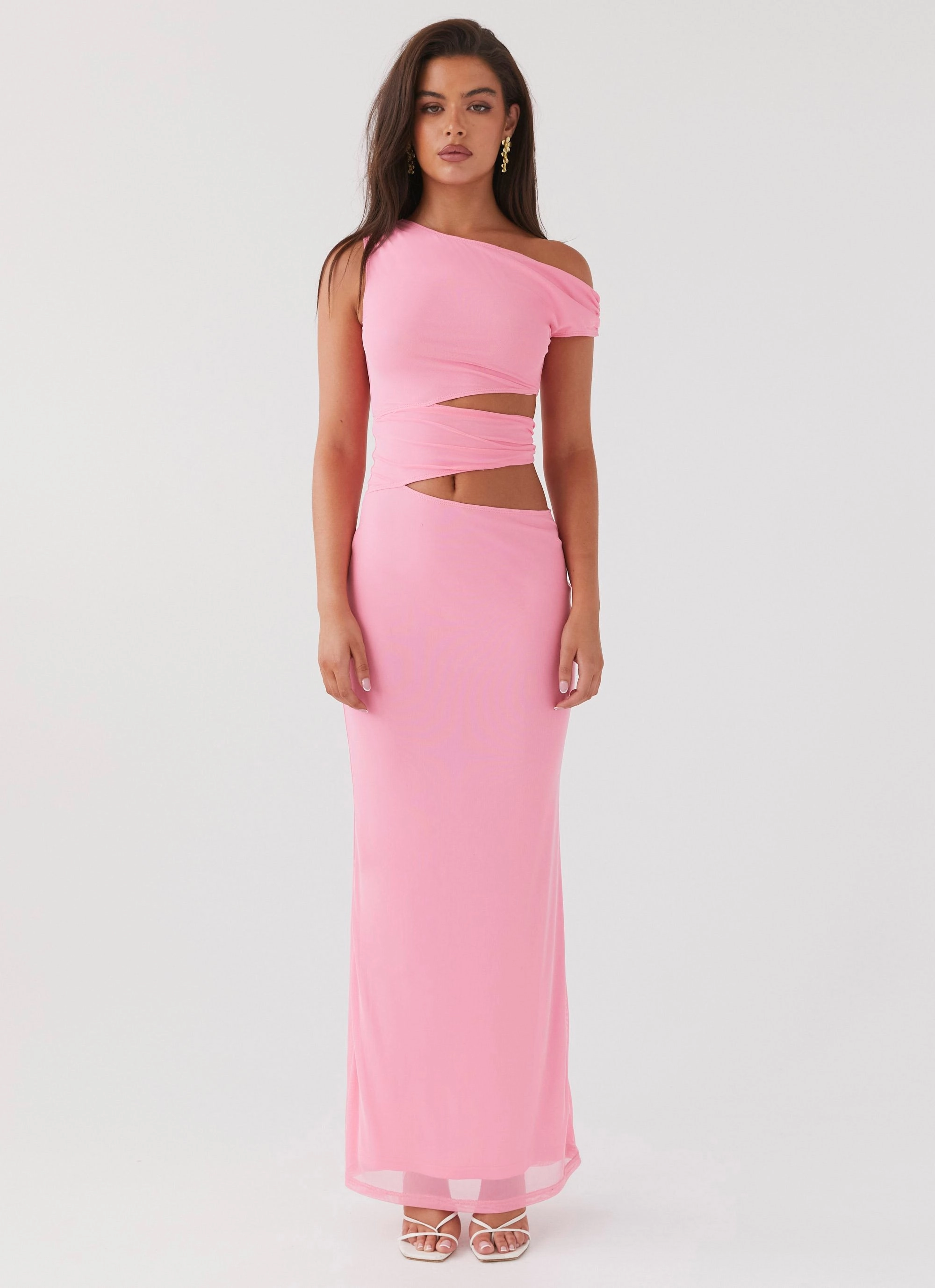 Margot One Shoulder Maxi Dress - Candy Polite Color Lined interior