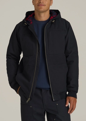 AbrasionResistantEdging LJ&S Flannel-Lined Canvas Work Jacket for Tall Men in Black