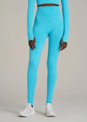 Active Movement Cozy Comfort Compression Training Leggings for Tall Women in Scuba Blue Mix