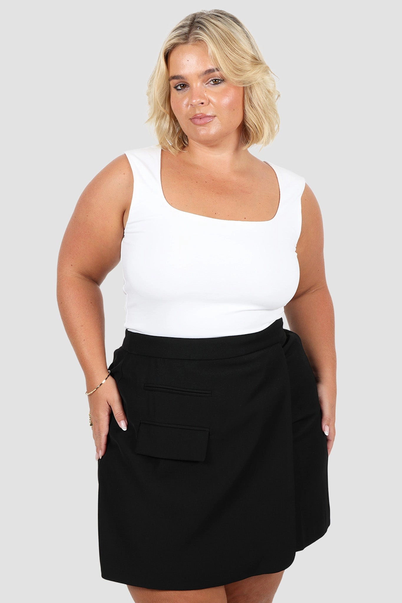 Double Layered Design CALIE SKIRT BLACK