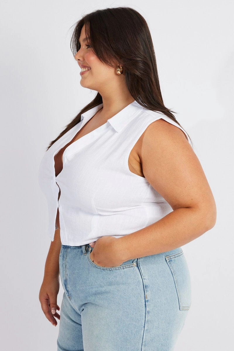 Easy Fit White Shirt Sleeveless Tie Back