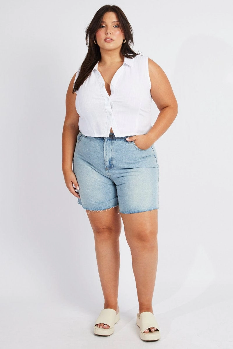 White Shirt Sleeveless Tie Back Soft Texture