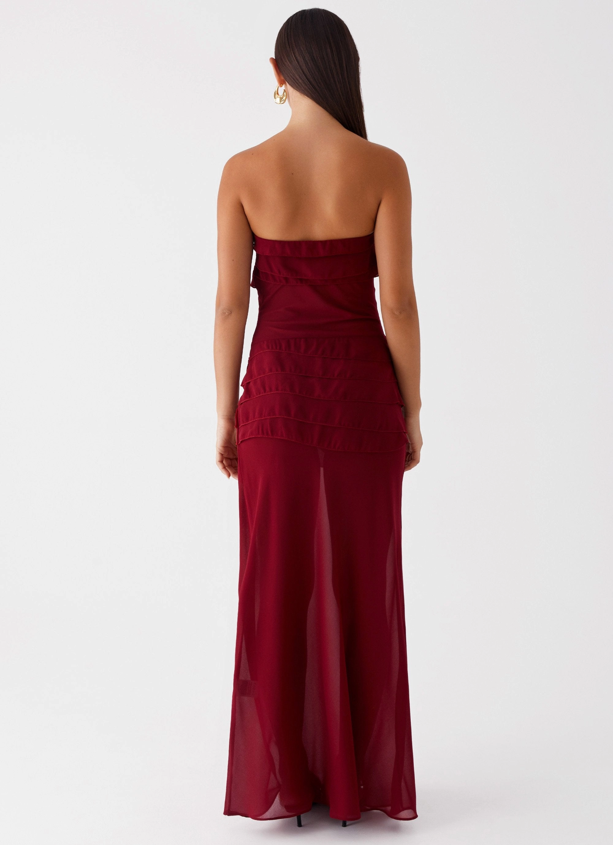 Flexible Comfort Designer-Label Into The Night Maxi Dress - Cherry Red