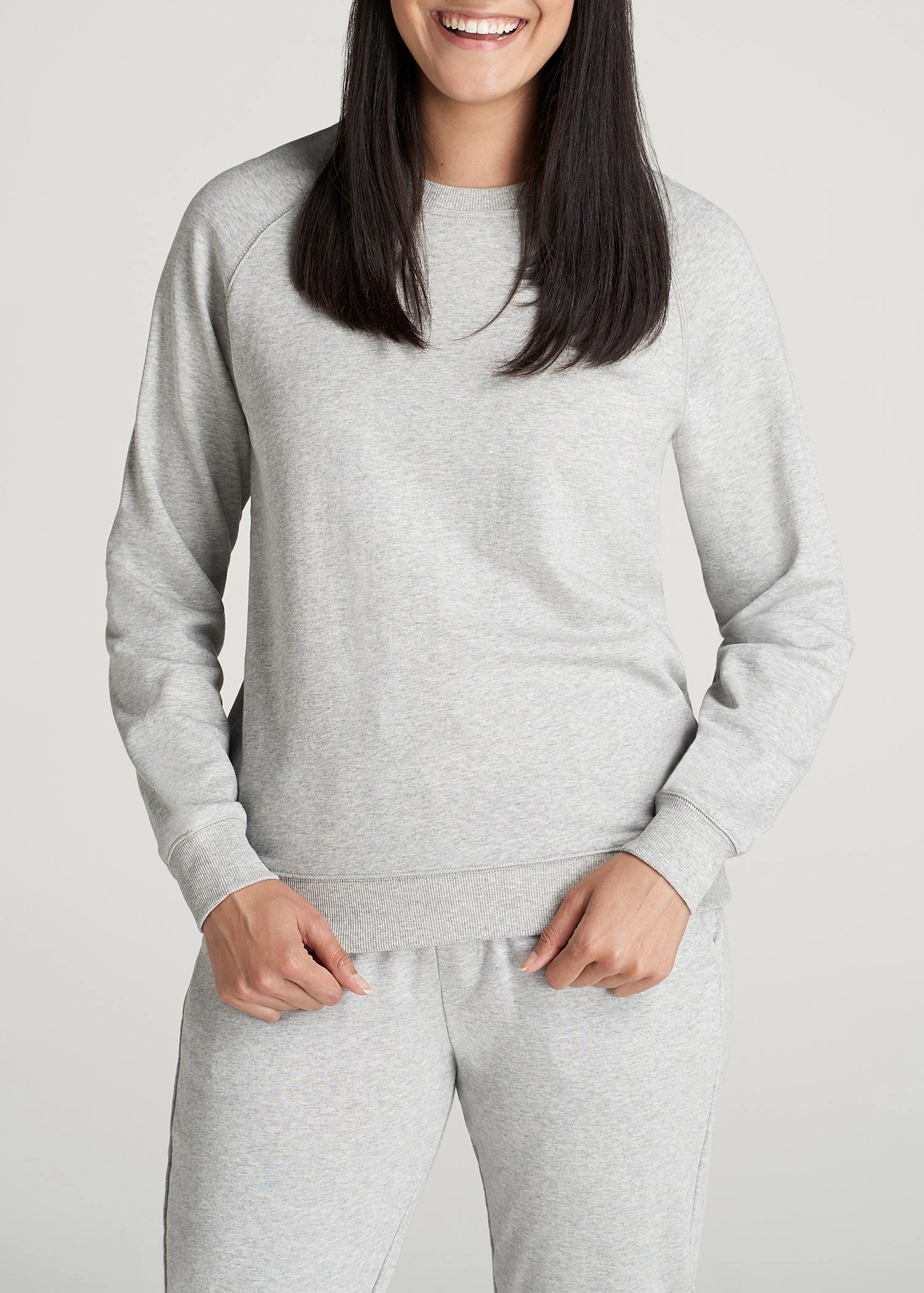 Wearever French Terry Women's Tall Crewneck Sweatshirt in Grey Mix right for outdoor activities Neutral palette