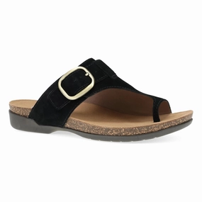Dansko Women's Rylee Toe Post Sandal - Black Easy on off Sweat Wicking