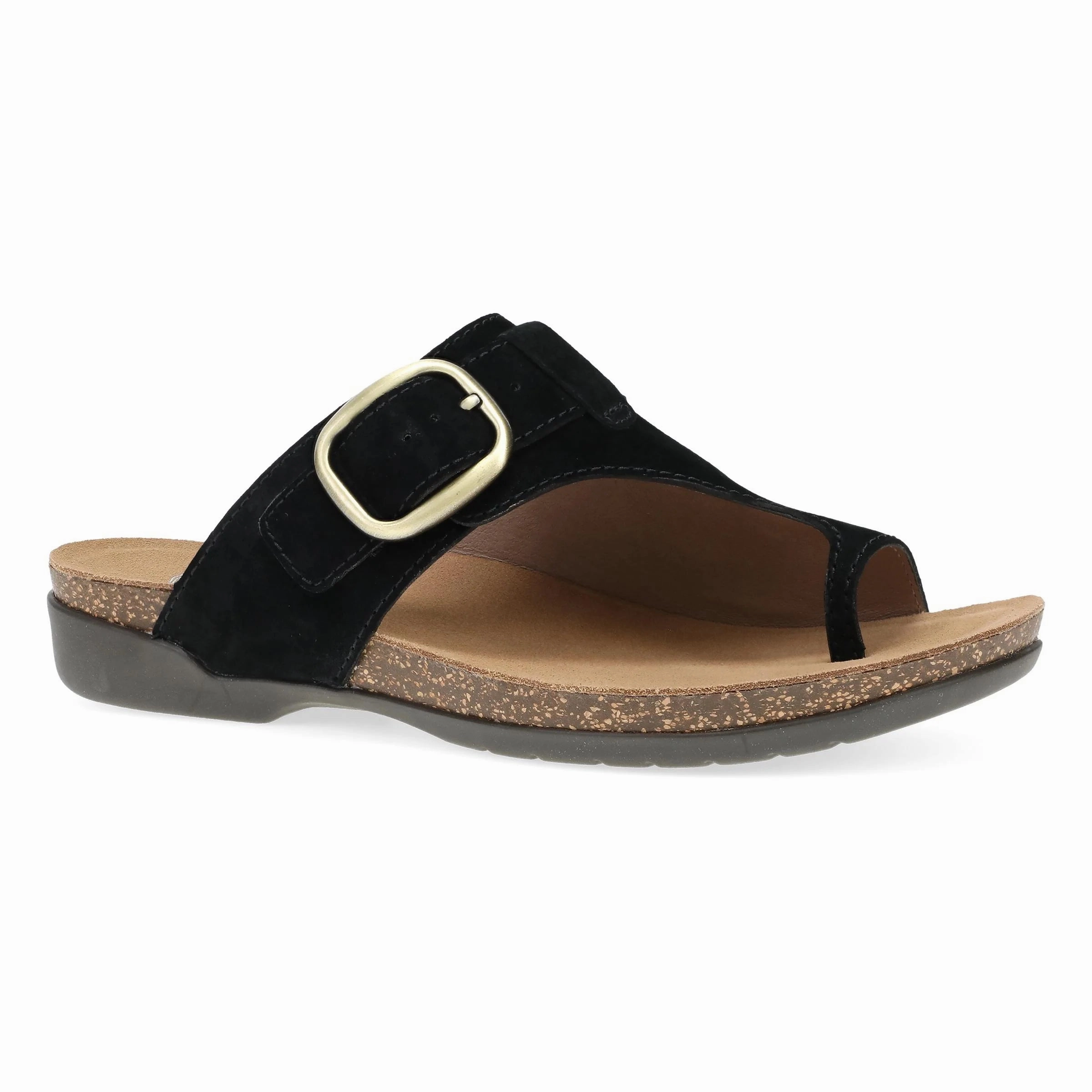 Dansko Women's Rylee Toe Post Sandal - Black Easy on off Sweat Wicking