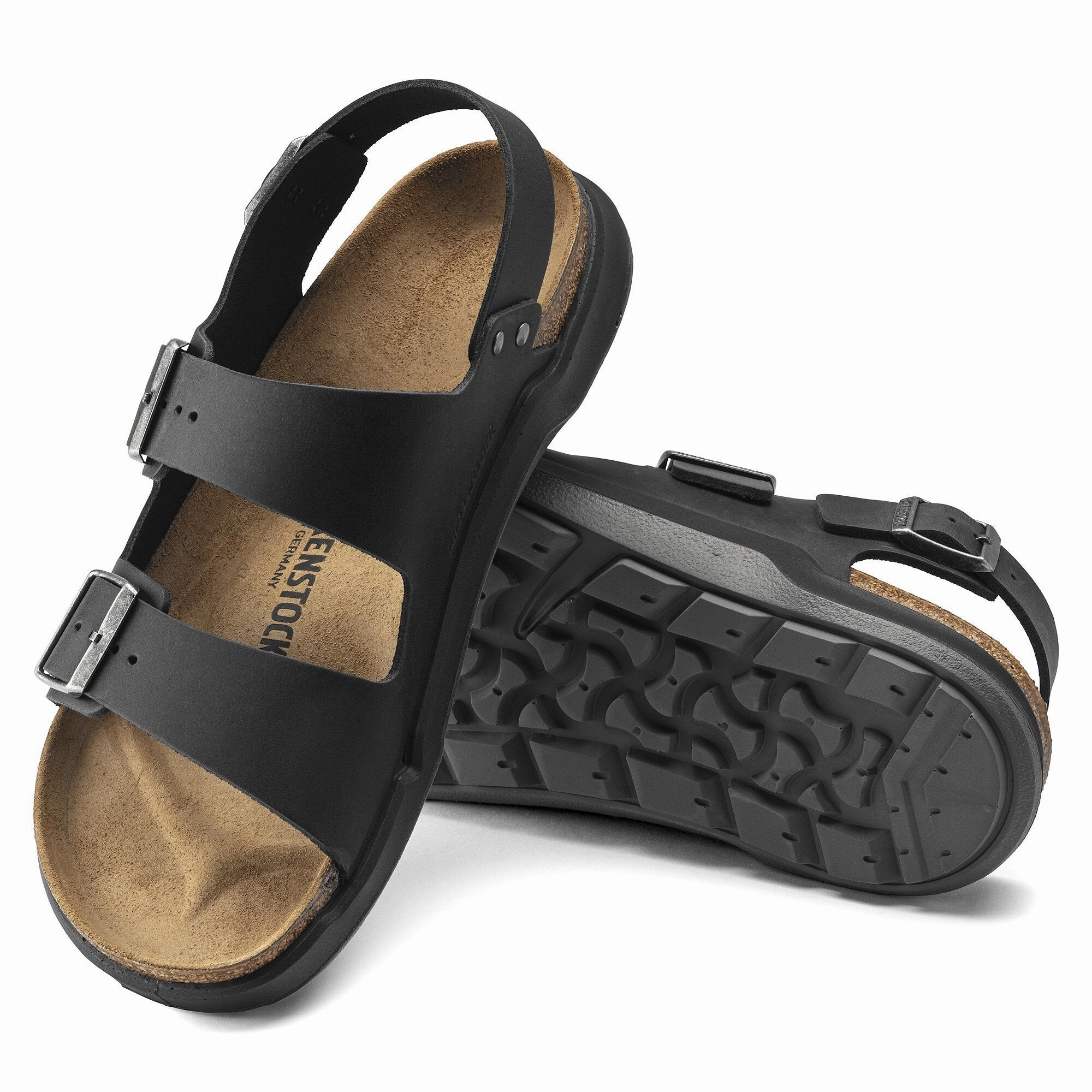 Birkenstock Men's Milano Crosstown - Black Oiled Leather Comfy Open-toe Shoes Multi Use