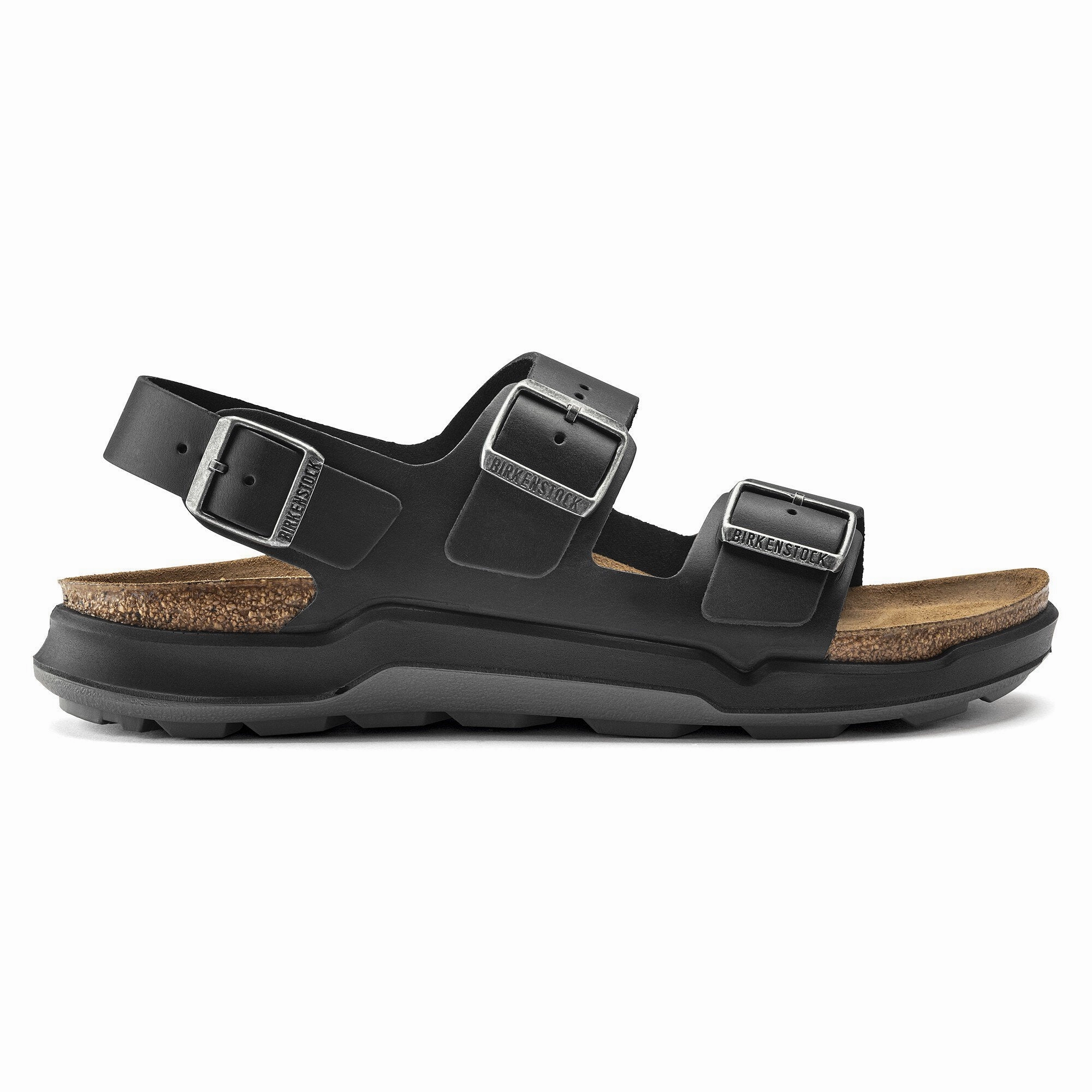 Birkenstock Men's Milano Crosstown - Black Oiled Leather Casual Beach Shoes Wraparound Strap