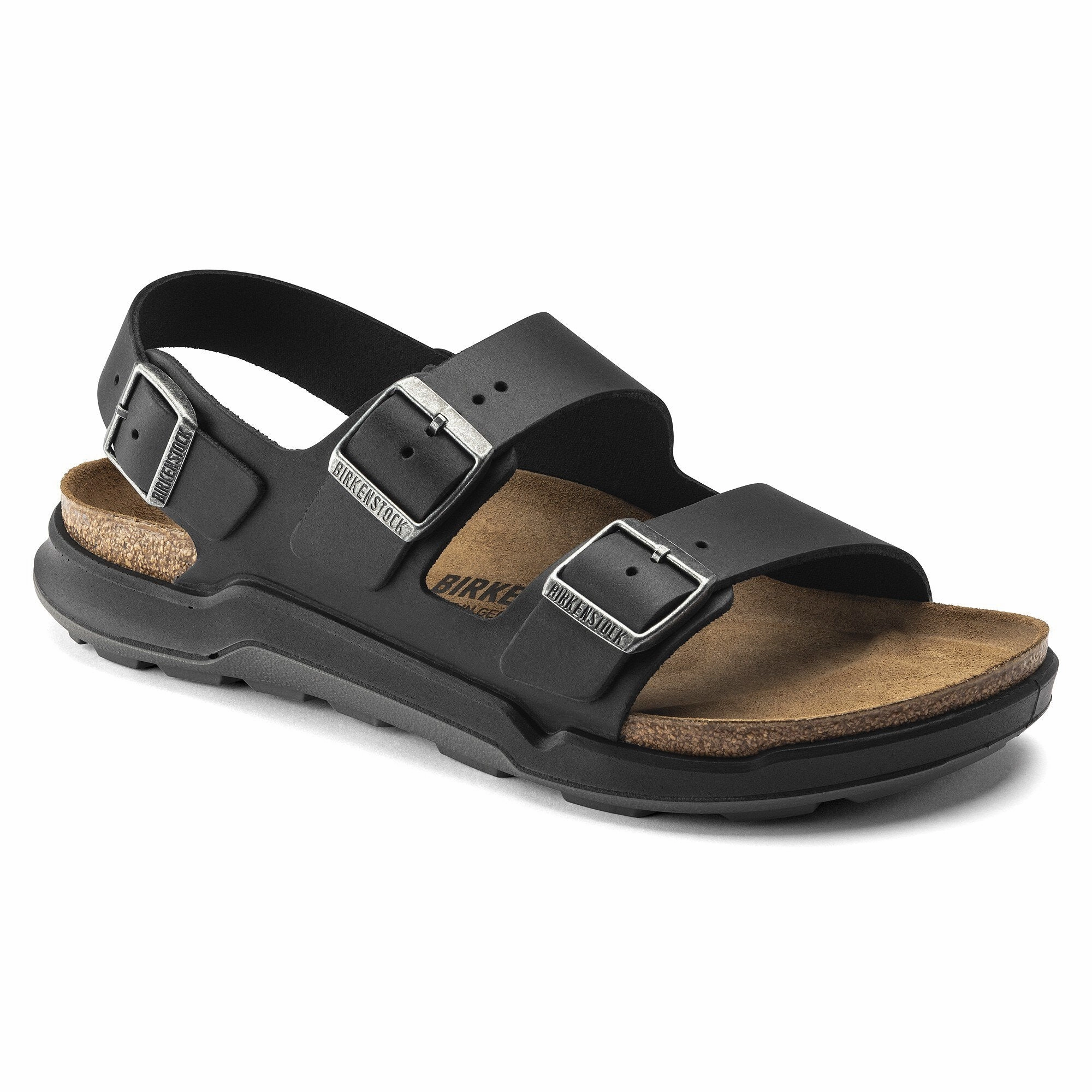 Long Hour Breathable Lining Birkenstock Men's Milano Crosstown - Black Oiled Leather