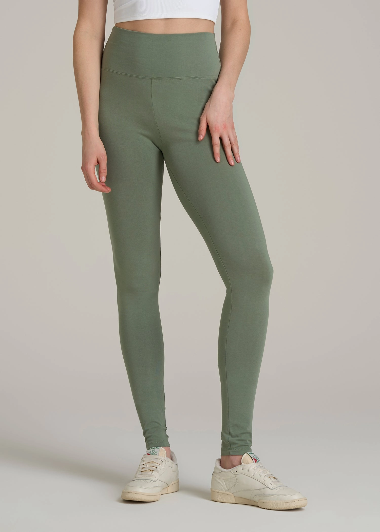 Women's Tall Cotton Leggings in Dark Seagrass Soft Fabric