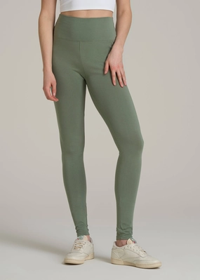 Women's Tall Cotton Leggings in Dark Seagrass Soft Fabric