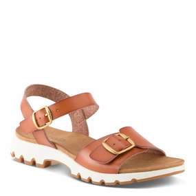 Patrizia by Spring Step Women's Bunch Ankle Strap Sandal - Cognac Stride Light