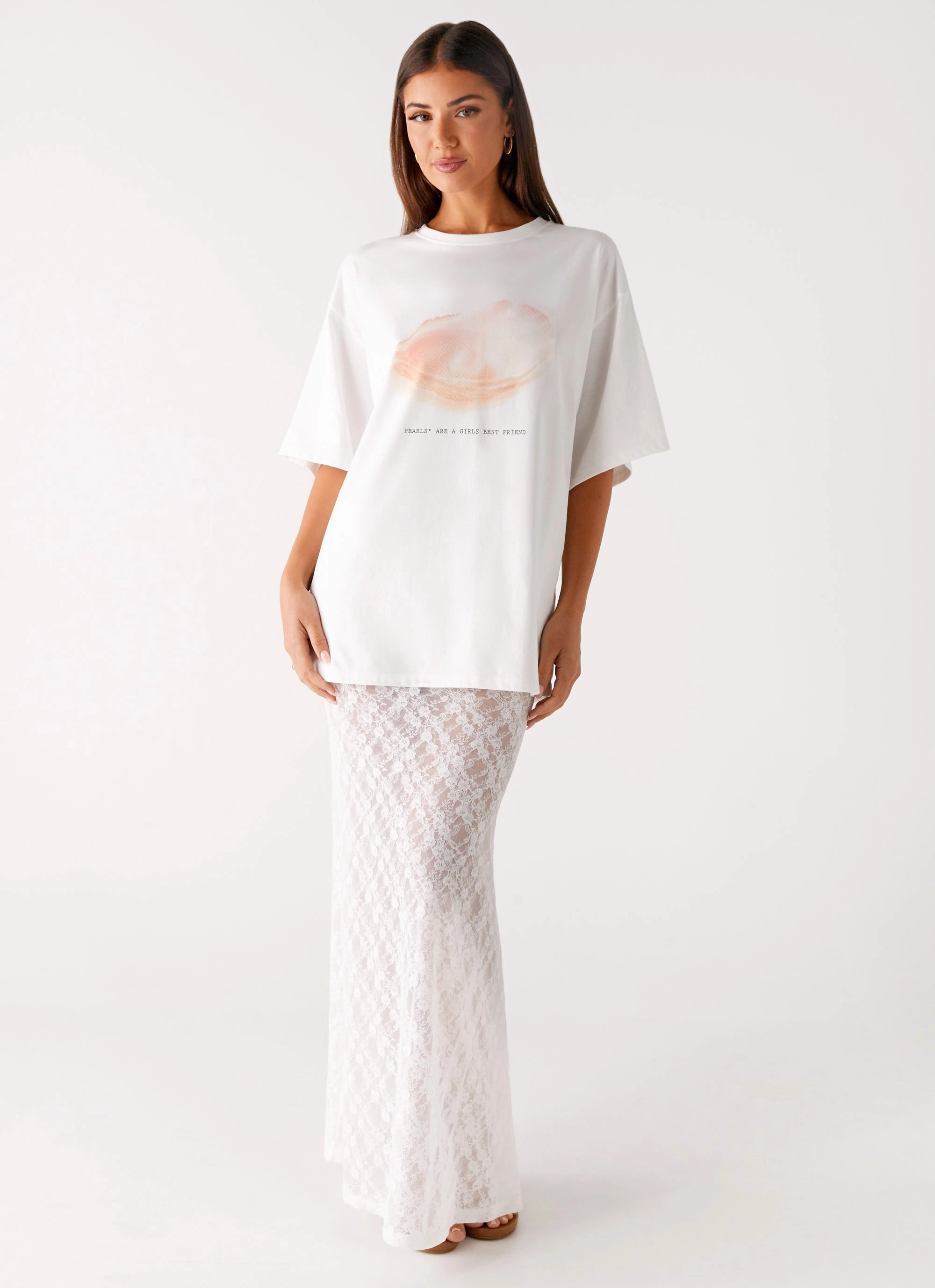 Pearl Oversized Tee - White Flexible Comfort