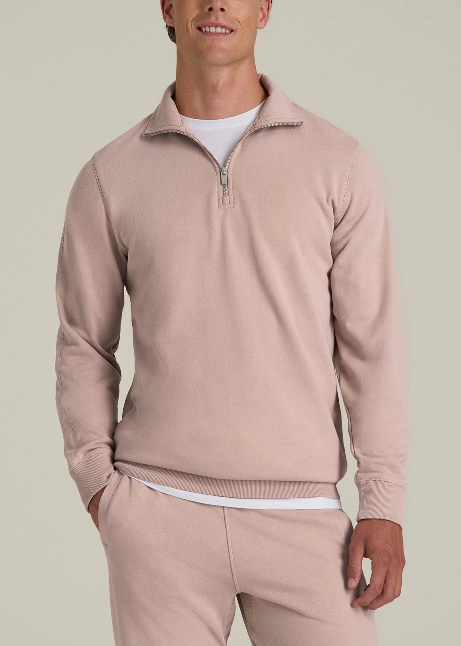 Wearever 2.0 French Terry Quarter-Zip Tall Men's Sweatshirt in Desert Rose Outdoor Bold