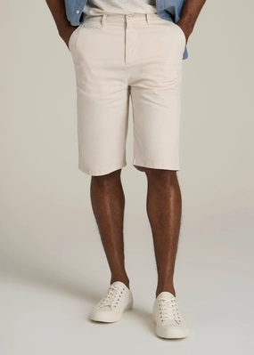 Breathable Comfort Chino Shorts for Tall Men in Chalk