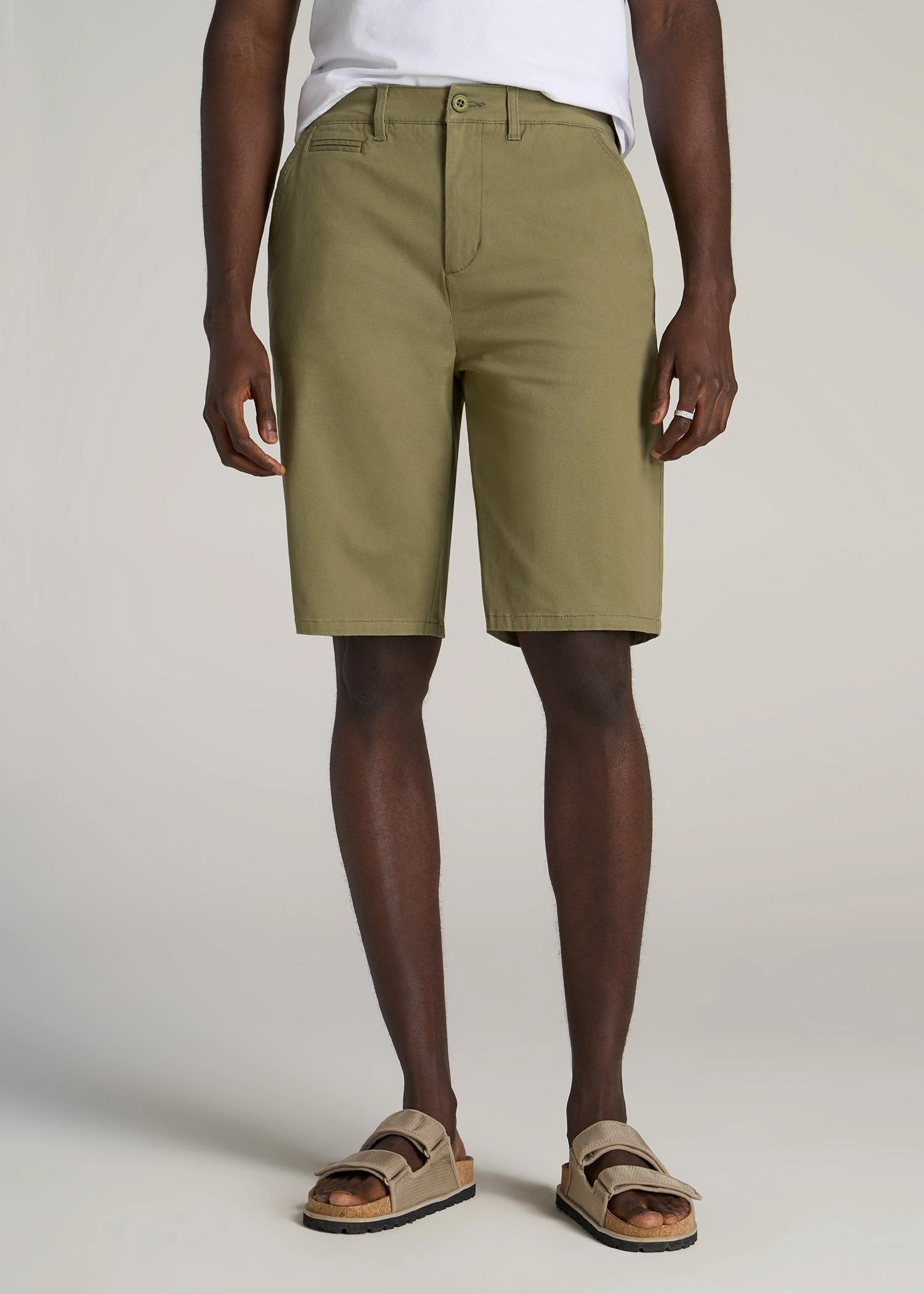 spring shorts odor - absorbing Chino Shorts for Tall Men in Fatigue Green