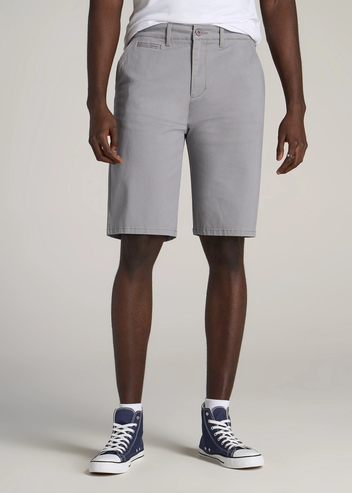 ethnic style Modern Fit Chino Shorts for Tall Men in Pebble Grey