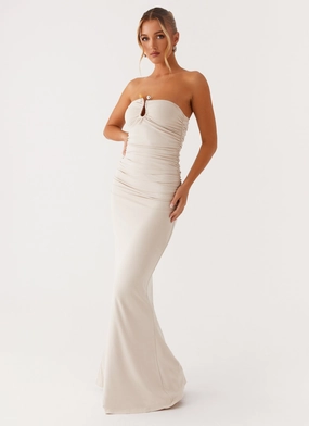Rudy Maxi Dress - Ivory ruffle trim