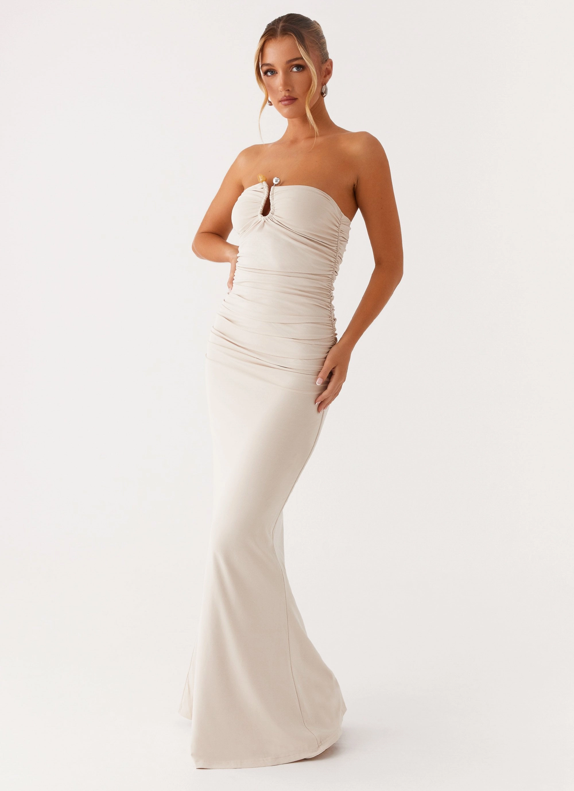 Rudy Maxi Dress - Ivory ruffle trim