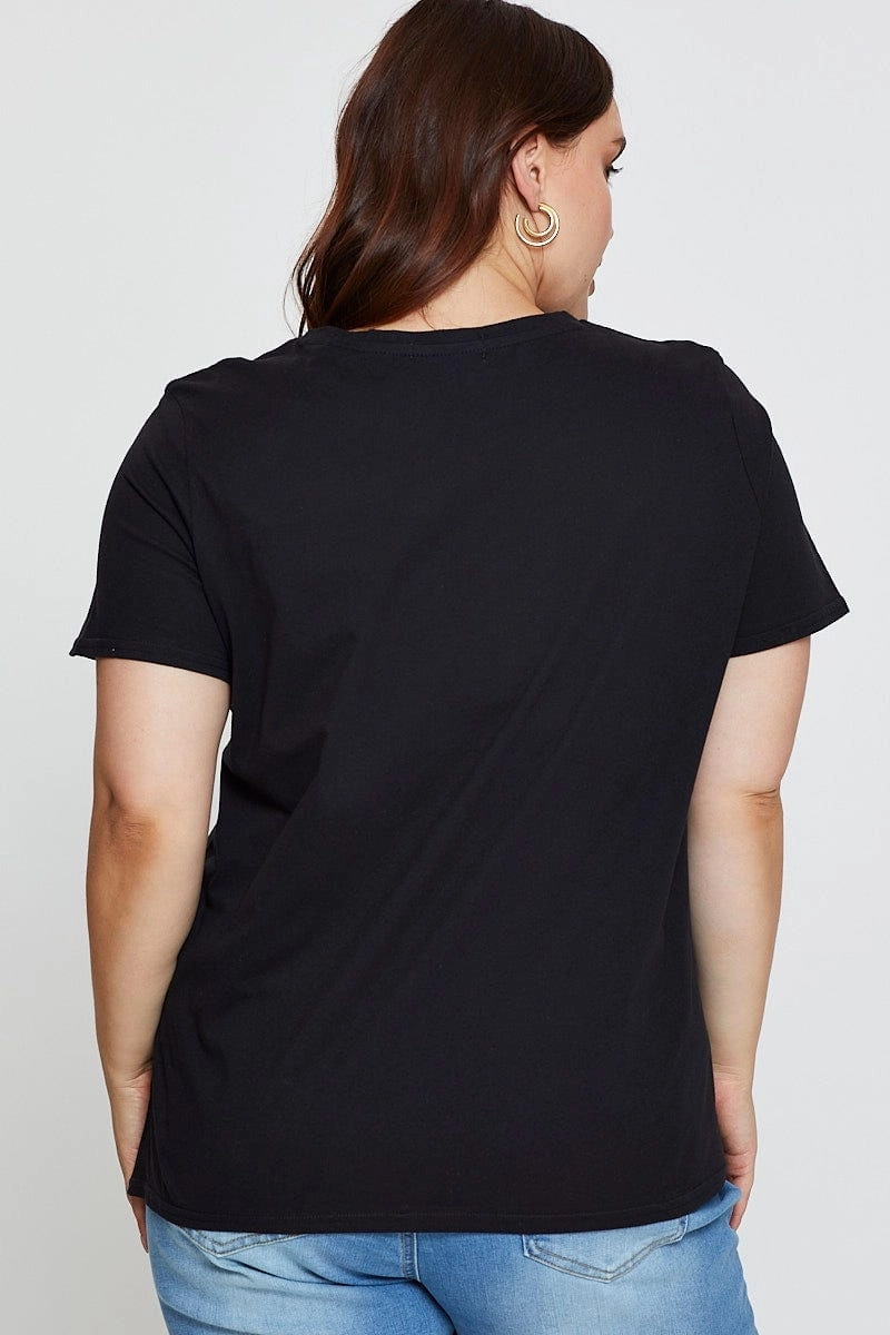 Black Graphic T-shirt New York Crew Neck Short Sleeve Casual Performance Fit