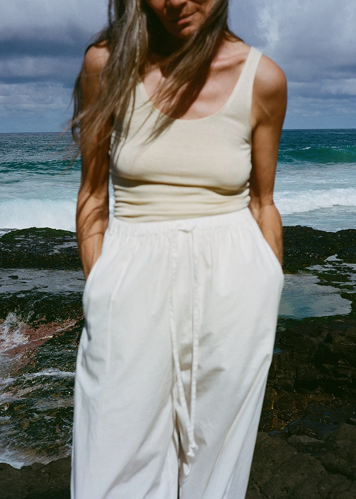Basic Wear Christy Bodysuit, Regen Silk Noil Jersey, Butter