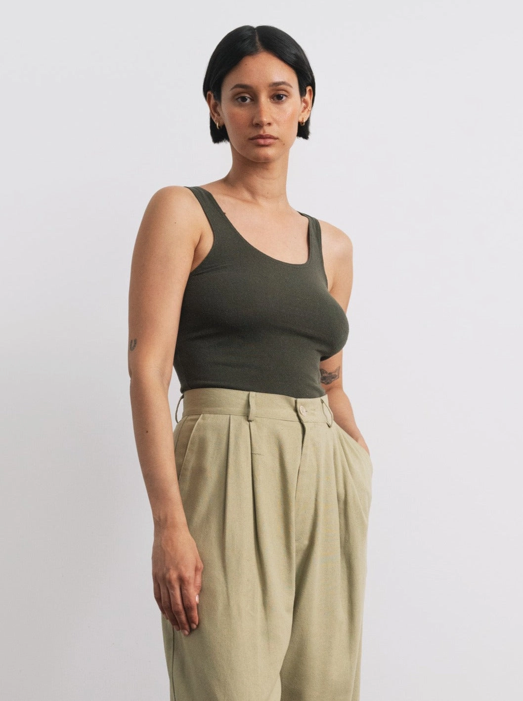 Christy Bodysuit, Regen Silk Noil Jersey, Eucalyptus Active Style