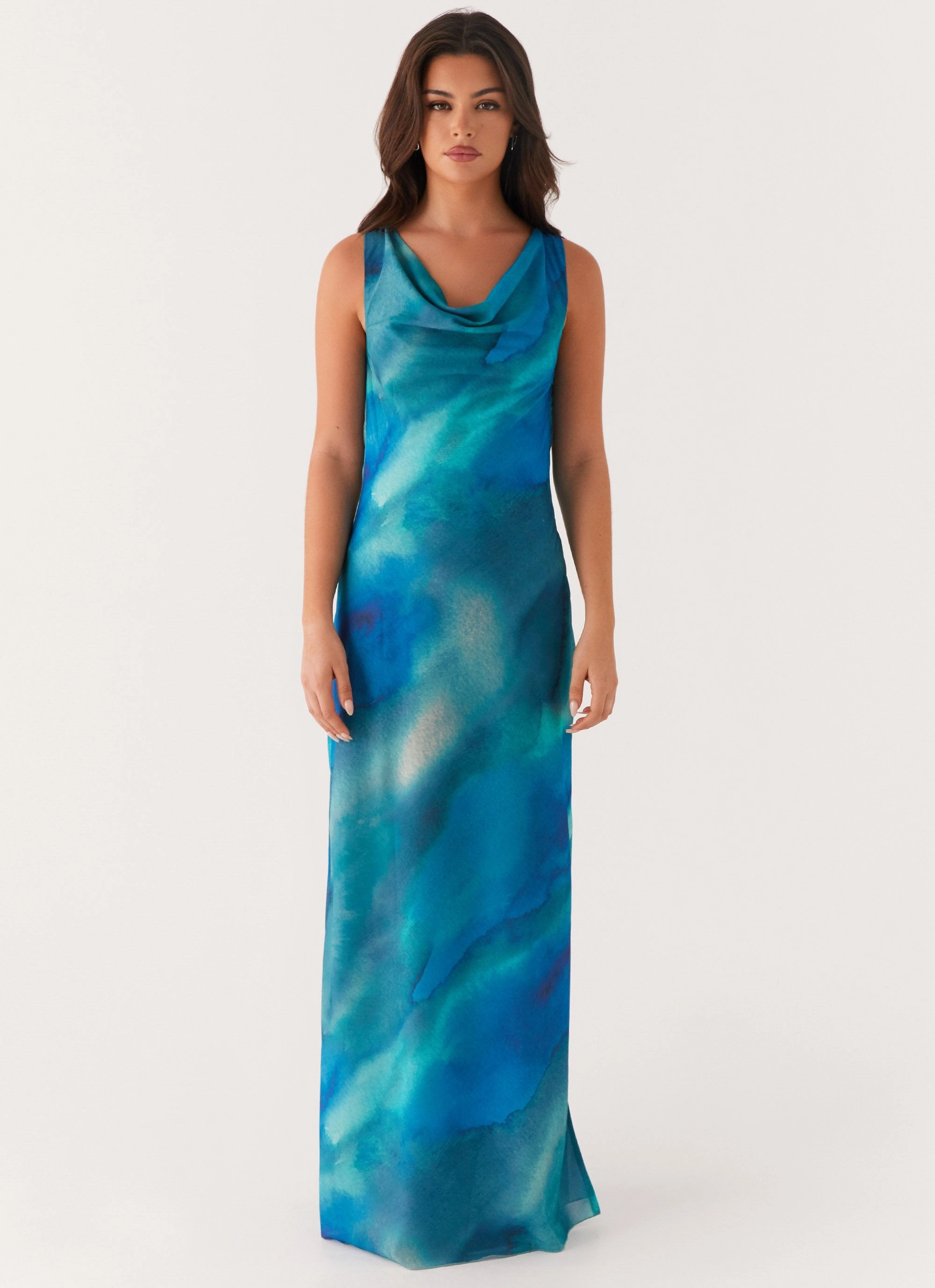Elegant Wearable Carelle Maxi Dress - Blue Tie Dye