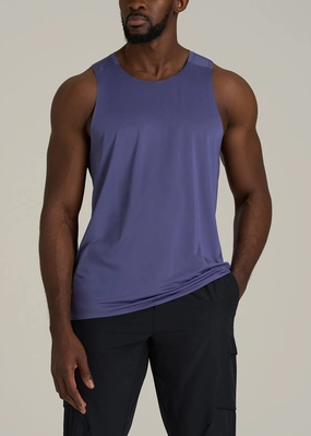 wrinkle free finish ZeroWastePattern Perforated Training Singlet for Tall Men in Future Dusk