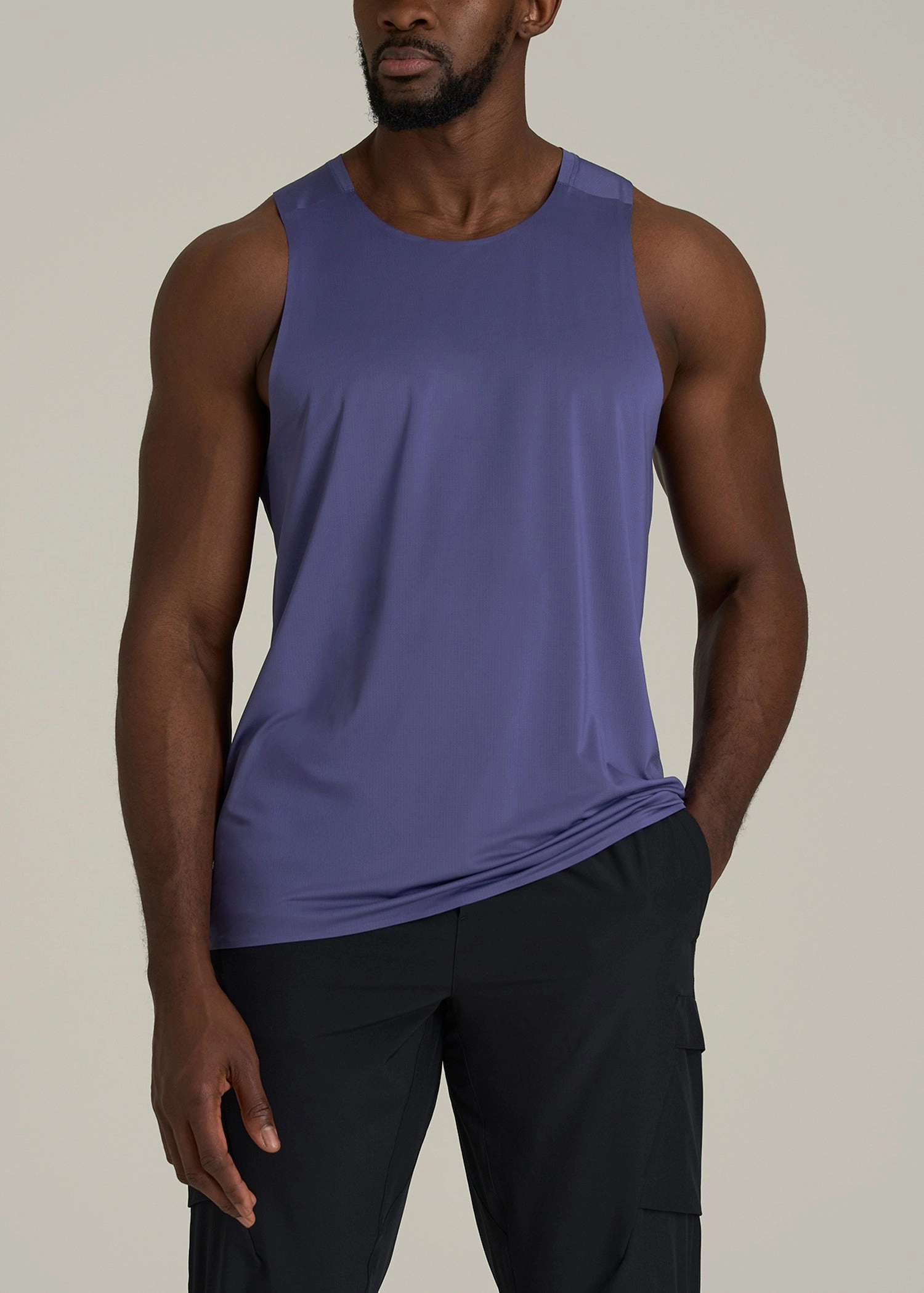 Perforated Training Singlet for Tall Men in Future Dusk NoSlipSurface