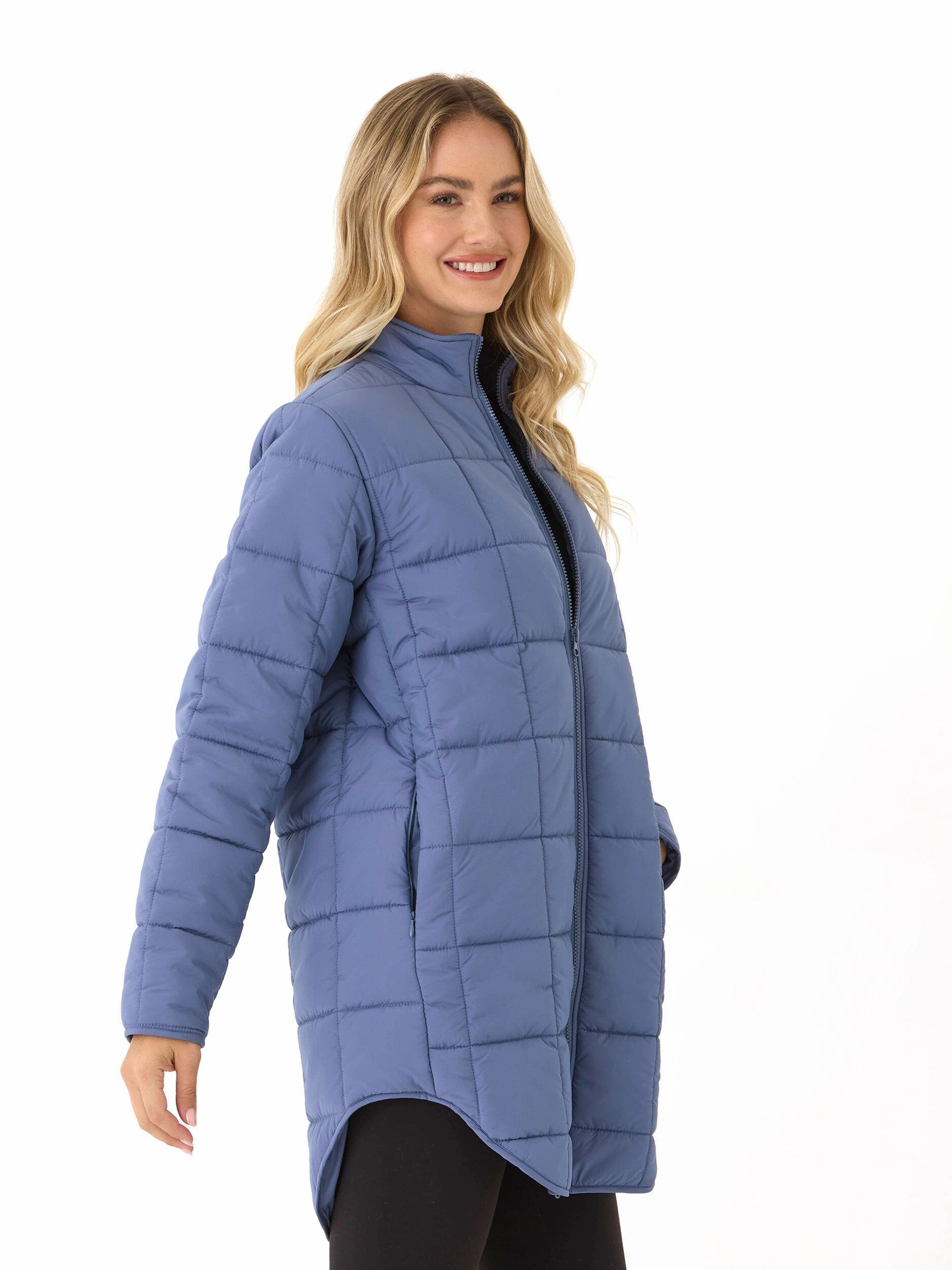 Non Restrictive Armholes Azima Packable Long Puffer Jacket